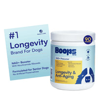 Load image into Gallery viewer, NAD+ Precursor &amp; Senior Dog Supplement - 90 Soft Chews &amp; Vitamins - NMN Alternative for Longevity, Anti-Aging &amp; Energy - Nicotinamide Riboside, Resveratrol, Quercetin, Made with Pasture-Raised Chicken
