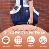 ETIAL Small Dog Carrier Purse, Winter Fleece Warm Dog Tote Bag Carrier with Secure Harness Clip for Puppy Kitten, Waterproof Pet Travel Handbag for Shopping, Hiking and Walking (Black)
