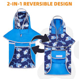 KOOLTAIL Dog Raincoat, Reversible Pet Rain Jacket Clear Hooded Double Layer with Storage Pocket, Adjustable Waterproof&Windproof Reflective Puppy Poncho with Leash Hole for Small Medium Large Dogs, L