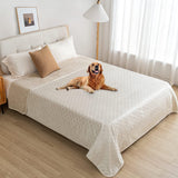 fuguitex Waterproof Dog Blanket Bed Cover Dog Crystal Velvet Moroccan Fuzzy Cozy Plush Pet Blanket Throw Blanket for Couch Sofa(52 * 82 inch, Cream+Beige)