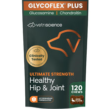 Load image into Gallery viewer, VetriScience Ultimate Strength Healthy Hip &amp; Joint Chews, GlycoFlex Glucosamine, Chondroitin and Green-Lipped Mussel Joint Support Supplement for Dogs, Soothe Joint Discomfort, Duck, 120 Count
