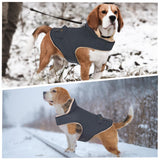 ASENKU Warm Dog Winter Coat, Waterproof Dog Coat for Cold Weather, Fleece Dogs Jacket with Ultra Thick Plush Lining Leash Hole Storage Pockets for Small Dogs (Navy Blue, Small)