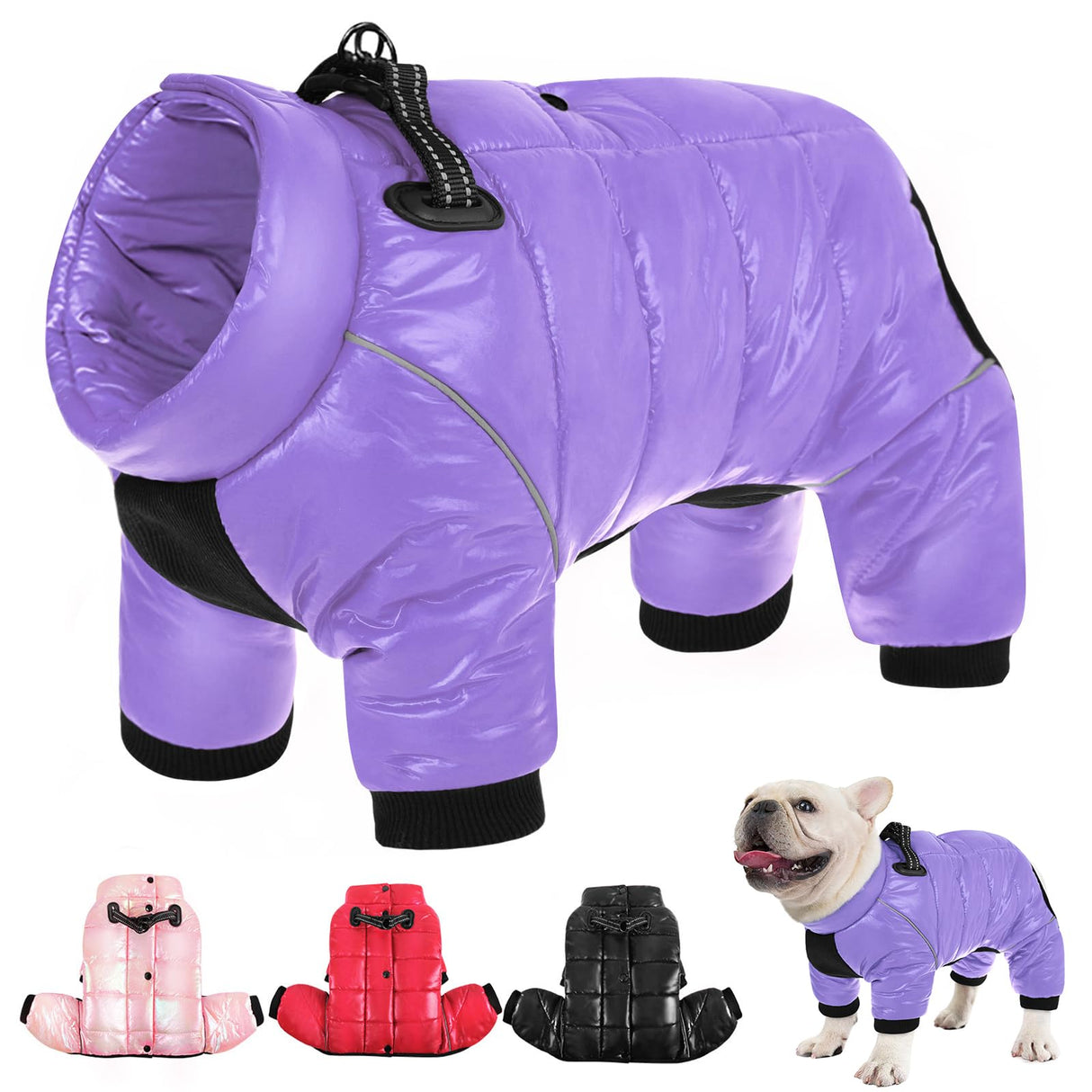 AOFITEE Dog Coat, Waterproof Dog Jacket for Winter, Warm Fullbody Dogs Snowsuit, Winter Coat for Small Dogs, Zip Up Pet Puffer Jacket Fleece Vest, Outdoor Reflective Cold Weather Pet Coats, Medium