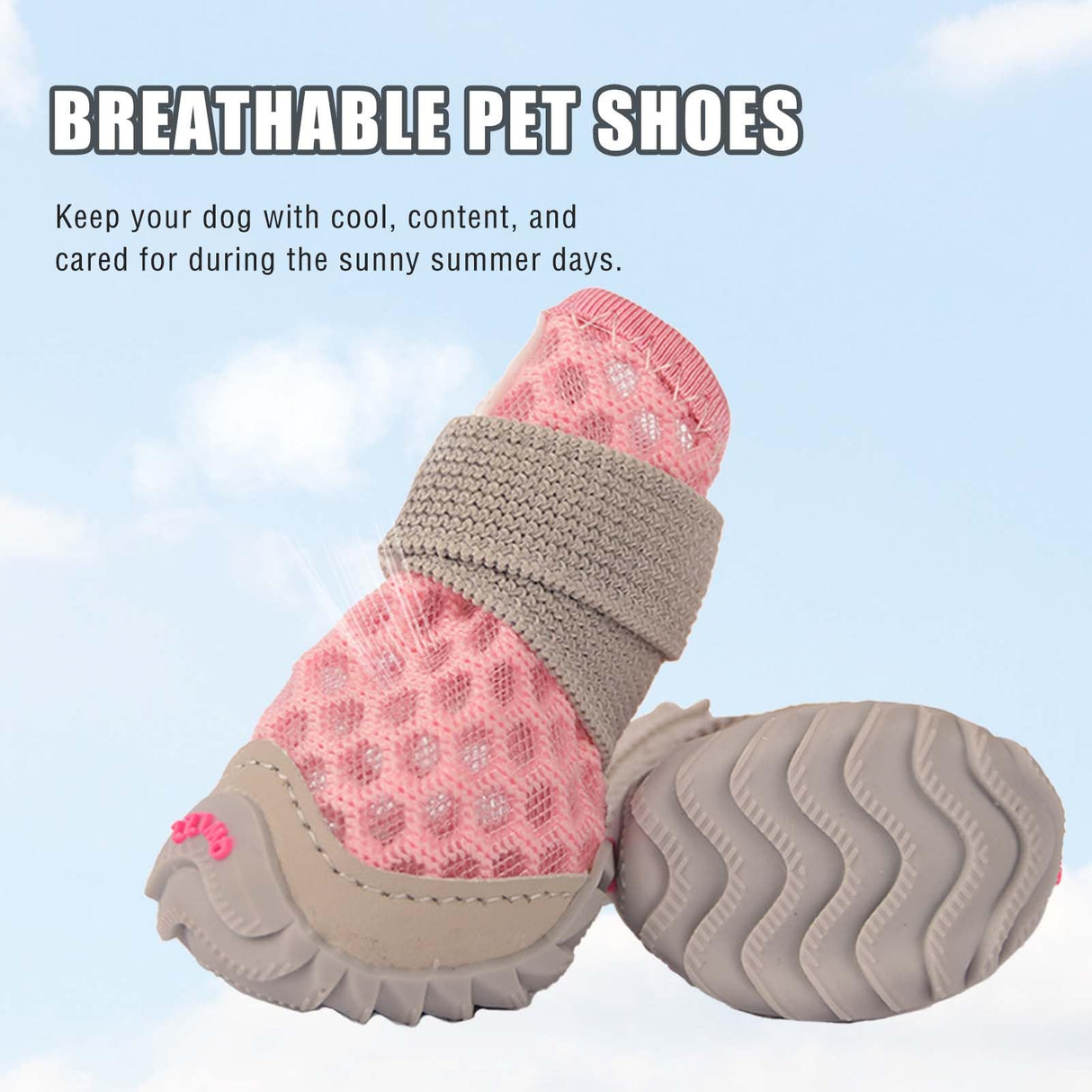 Dog Shoes for Small Dogs, Soft Mesh Dog Boots for Summer Hot Pavement, Outdoor Walking Running, Anti-Slip Dog Boots & Paw Protectors, Size 5, Pink