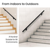 Meranti Aluminum Handrail for Indoor or Outdoor Steps and Stairs – Hand Rails for Elderly – DIY Complete Stair Railing Kit (8' Length, Black)
