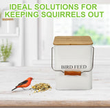 Brabtod Bird Seeds storage container,Bird Seed Container,Metal food tin for Birds, pet snacks Canisters with wooden lid/handle/sevice scoop,hold 5-6 lbs