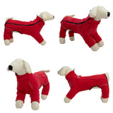 Lovelonglong Warm Dog Coat, Windproof Dog Jacket for Small Medium Large Dogs, 4 Legged Fleece Dog Winter Coat Zippered Closure Dog Outdoor Jacket Red S