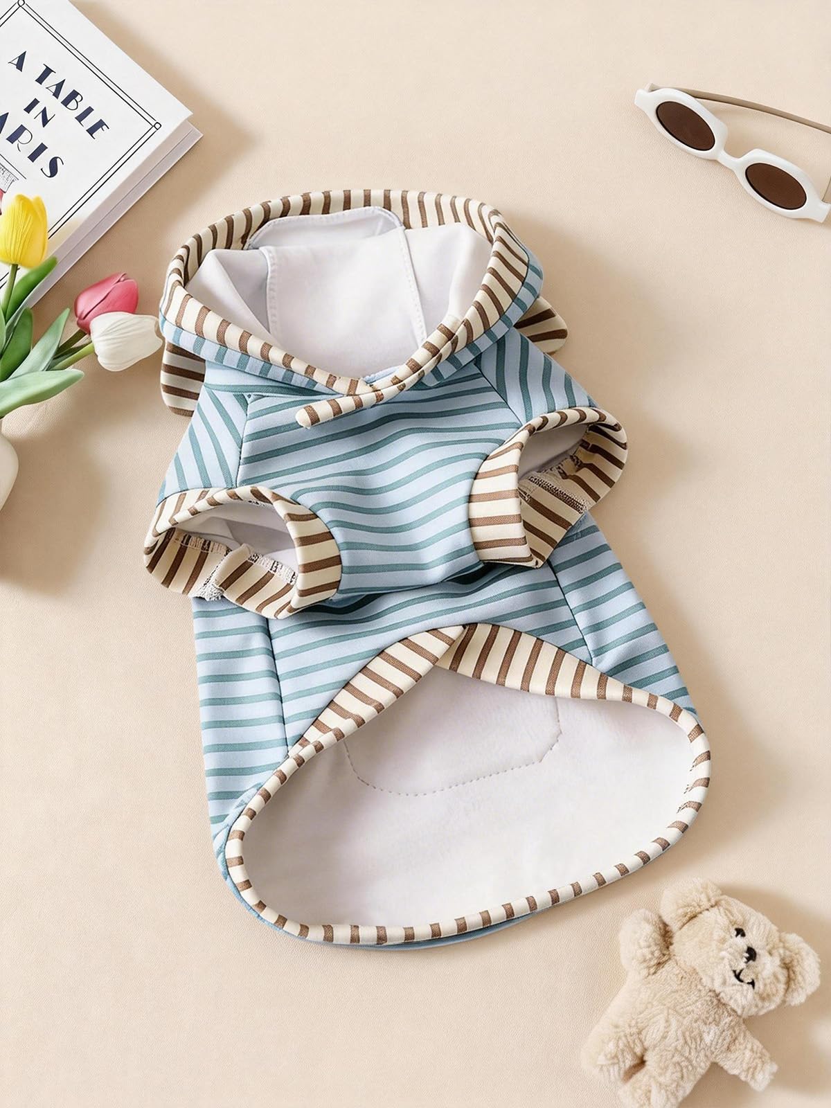 Angrypet Dog Cat Stripe Hoodies for Small Puppy Pet Spring Outfits Boy Girl Cute Pets Warm Sweatshirt Costume Clothes Blue Small