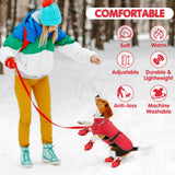 Sunnymove Winter Dog Coat and Snow Boots with Heavy Duty Dog Leash Waterproof Puppy Winter Jacket Cold Weather Coats Set Reflective for Small Medium Size Dogs Walking(Small)