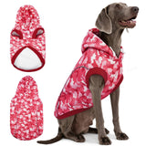 IECOii Camo Dog Hoodie Fleece Lined Dog Sweatshirt Pullover with Leash Hole and Reflective Stripes, Windproof Warm Hoodie for Medium Dogs Girl Boy, Fall Winter Outdoor Pet Hoodies, Pink Camo, XL