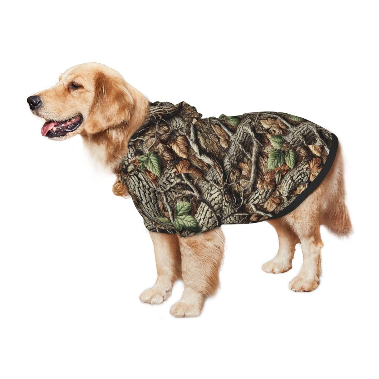 Outdoor Camouflage Dog Hoodie for Medium and Large Dogs, Dog Sweatshirt with Leash Hole Design for Safety Small