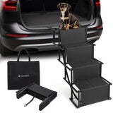 Navaris Dog Car Ramp - Folding Dogs 4 Step Ramp - Give Your Dog a Boost with Steps for Car - Stairs Come with Carry Bag
