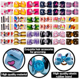 PET SHOW 100pcs Bulk 0.98inch*0.39inch Tiny Small Dogs Hair Bows with Rubber Bands Cat Puppies Yorkie Hair Topknot Grooming Accessories Mixed Matching Colors