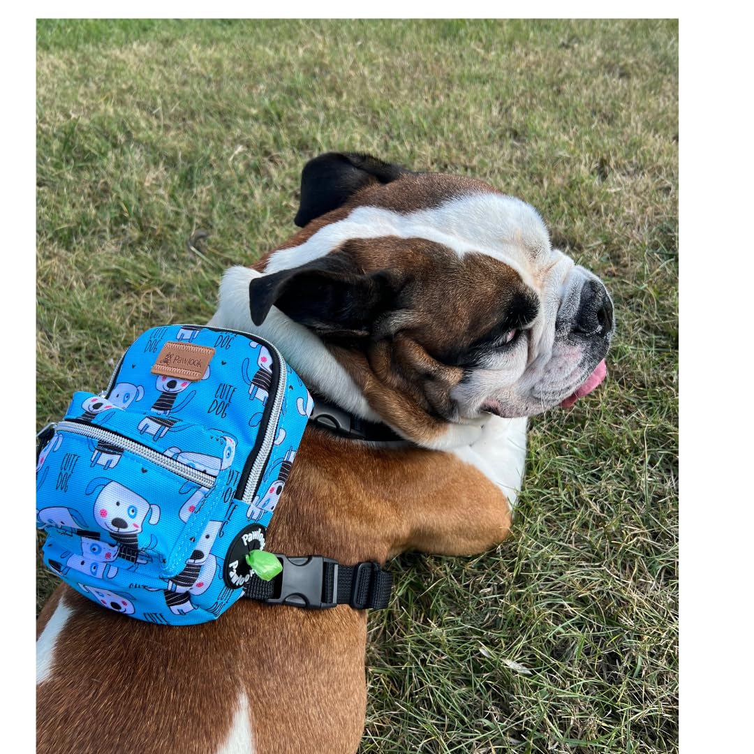 PawLook Dog Backpack to Wear with Chest Harness Self Carrier dogbag with Additional Pocket for Poop Bag Anti Slip Stylish Dog Bag for Your pet Street Smart Serie Pawsup Cute Small