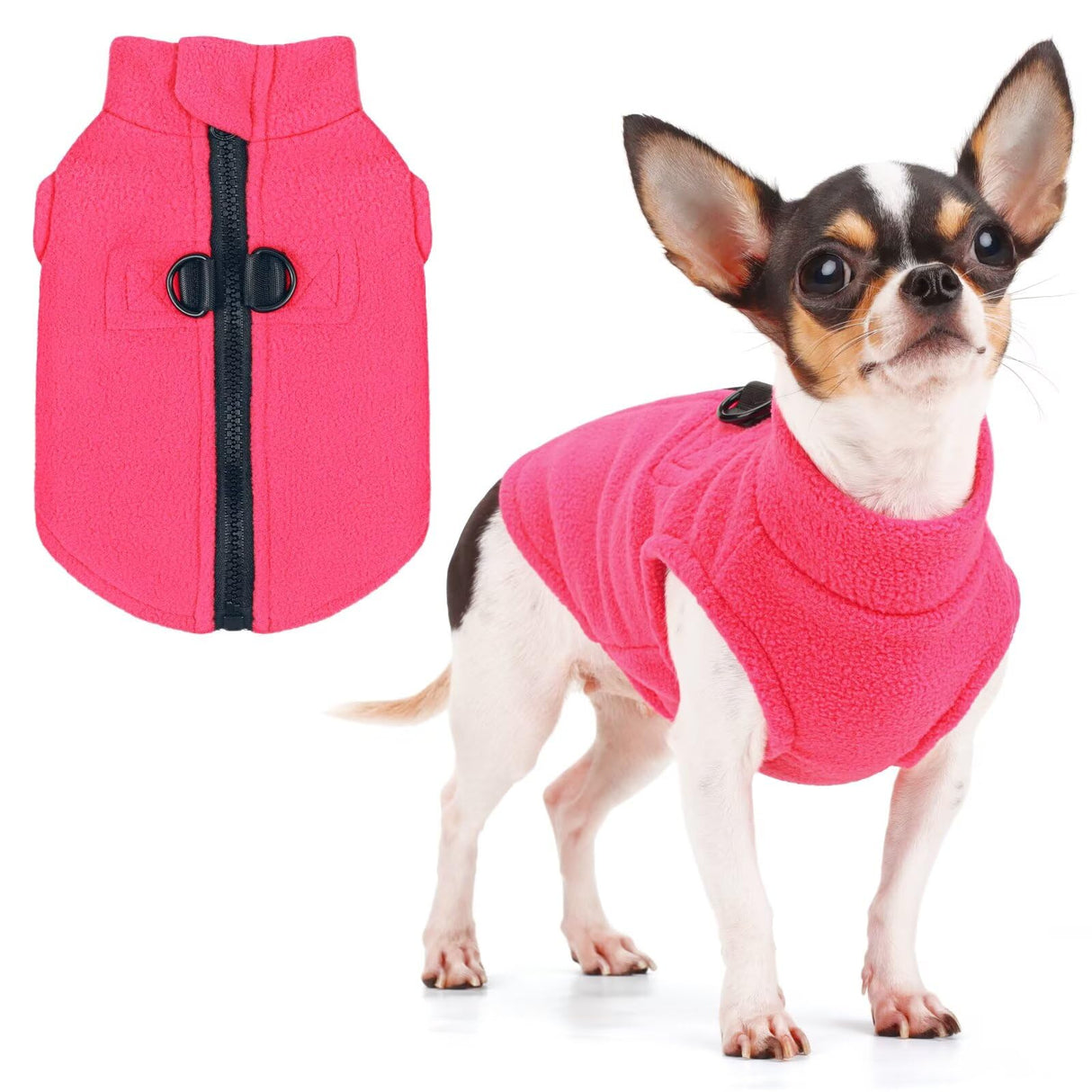 Soft & Comfortable Dog Jacket – Cozy Zip-Up Sweater Vest with Leash Hook, Easy-On Pet Coat for Walks, Outdoor Play, and Everyday Adventures. Pink XL