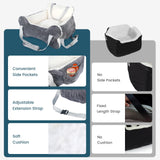 25.5"x24.3"x11" Dog Car Seat for Small Dogs & Cats, Dog Booster Car Seat with Plush Cushion, Non-Slip Bottom & Safety Leash, Cats Bed with Side Pocket for Sedan, SUV and Truck, Washable