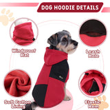 Nibnozy Dog Hoodie with Fleece Lining - Premium Winter Warm Dog Sweater for Small, Medium Dogs, Puppy - Dogs Sweatshirt Contrast Color Design (Red&Black, L)