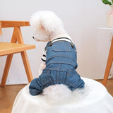 Dog Denim Overalls Puppy Cute Striped Four Legs Shirt Clothes Small Dogs Girl Boy Jean Jumpsuit Coats Dog Cat Classic Denim Costume Chihuahua Yorkie Clothes Christmas Holiday Birthday Outfits