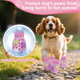Dog Shoes for Hot Pavement, Adjustable Magic Tape Boots for Small, Medium & Large Dogs, Anti-Slip, Easy to Clean Paw Protectors for Beach, Outdoor & Hot Weather (Pink M)