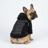 Fitwarm Quilted Fleece Dog Hoodie, Warm Coat, Winter Clothes for Small Dogs Boy Girl, Lightweight Pet Hooded Outfit, Black, XXL