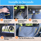 FURRY VOYAGE Back Seat Extender for Large Dogs, Dog Car Seat Cover Hard Bottom Holds 400lbs, Waterproof Nonslip Dog Hammock for Car, Large Car Seat Protector for Car, SUV, Truck, Universal Fit