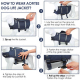 AOFITEE Dog Life Jacket, Dog Life Vest with Zipper and High Flotation, Reflective Dogs Swimming Vest, Adjustable High Buoyancy Pet Swimsuit Lifesaver for Small Medium and Large Dogs, L