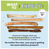 Pawstruck Natural Large 12" Beef Collagen Sticks for Dogs – Long-Lasting Rawhide Alternative, High Protein Treats with Chondroitin & Glucosamine – 5 Pack