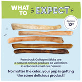 Pawstruck Natural Large 12" Beef Collagen Sticks for Dogs – Long-Lasting Rawhide Alternative, High Protein Treats with Chondroitin & Glucosamine – 5 Pack