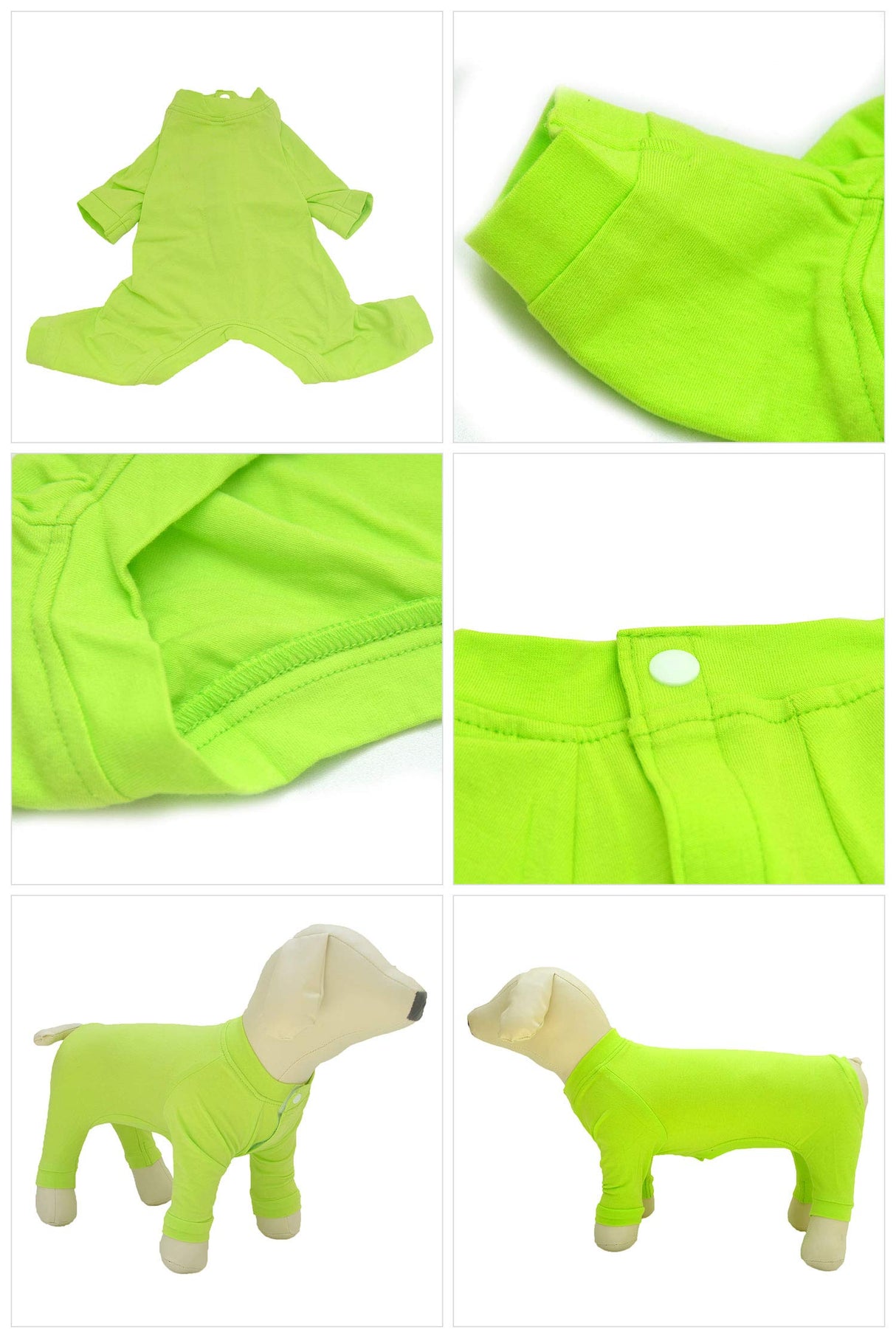 Lovelonglong Four Feet Dog Lightweight Pajamas, Pure Cotton Dog Jumpsuits 4 Legs Dog Onesies T-Shirt Stylish PJS Puppy Costume for Large Medium Small Dogs Green XXL