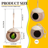 Suzile 3 Pcs Natural Coconut Bird Nest for Cage Hanging Birds House Parakeet Hide Breeding Hut Bird Cage Habitats Decor for Parrot, Cockatiel, Lovebird, Finch, Squirrel, Hamster