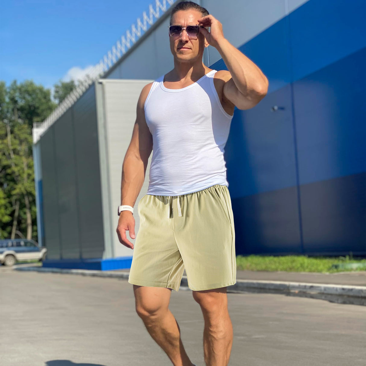 Lkrhzevg Men's Outdoor Shorts Casual Elastic Waist Drawstring Summer Beach with Pockets Lightweight Hiking Quick Dry Sports Shorts-S Dark Gray