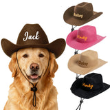 DUCKBE Personalized Dog Cowboy Hats with Name, Custom Cowboy Hat for Dog, Holiday Party Cowboys Costume for Puppy, Pet Tiny Cowboy Cap Birthday Gifts for Pet