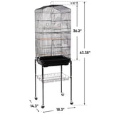 Nova Microdermabrasion 63 Inch Medium Pet Bird Cage with Detachable Rolling Wrought Iron Stand for Cockatiel, Sun Conure, Parakeet, Finch, Budgie, Lovebird, and Canary Birds