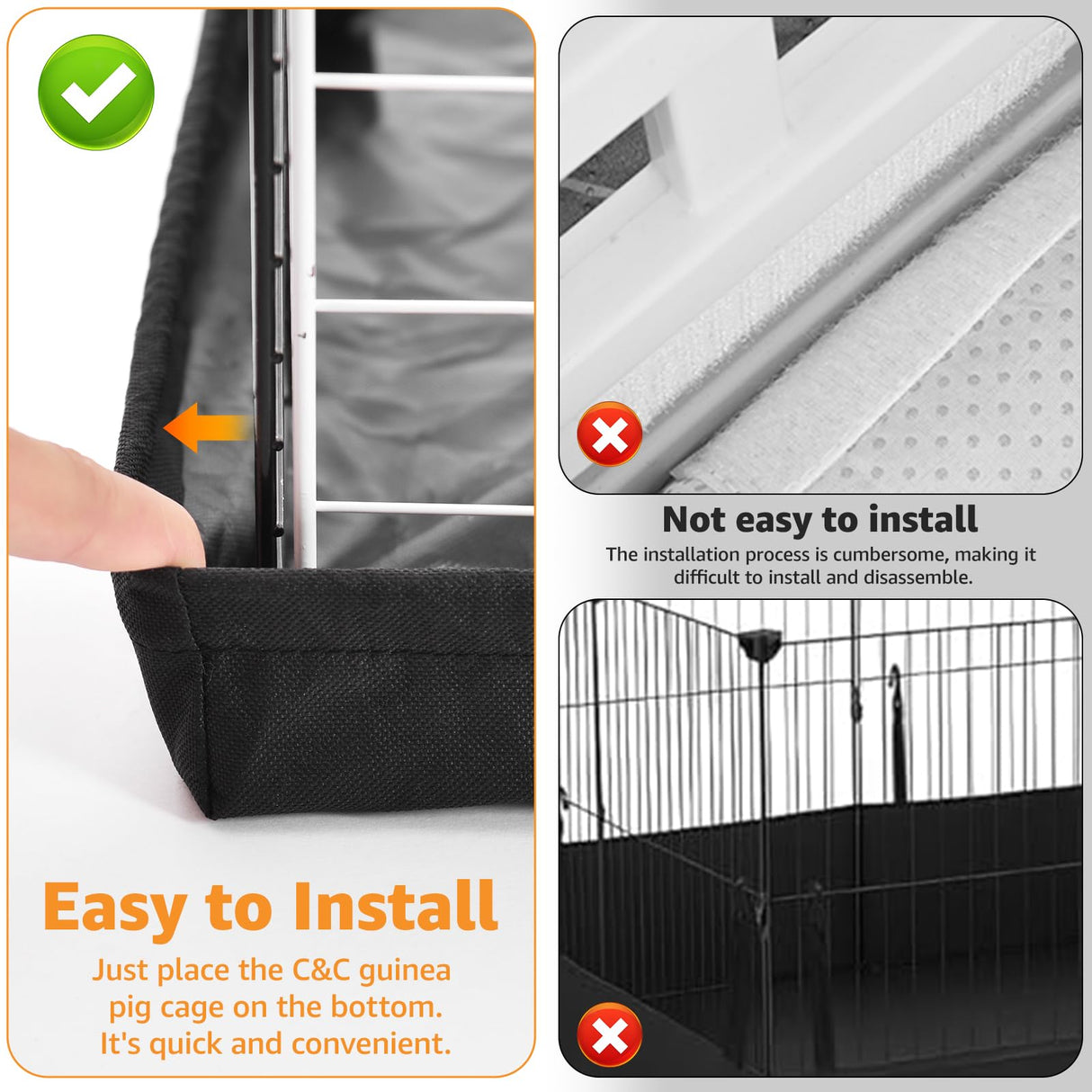 PJYuCien Guinea Pig Cage Liner, Waterproof Tarp Bottom pad for Rabbits, Easy to Install, Suitable for Totoro, Hedgehogs, Ferrets and Other Small Animals.Not Include Cage (24" X 48")