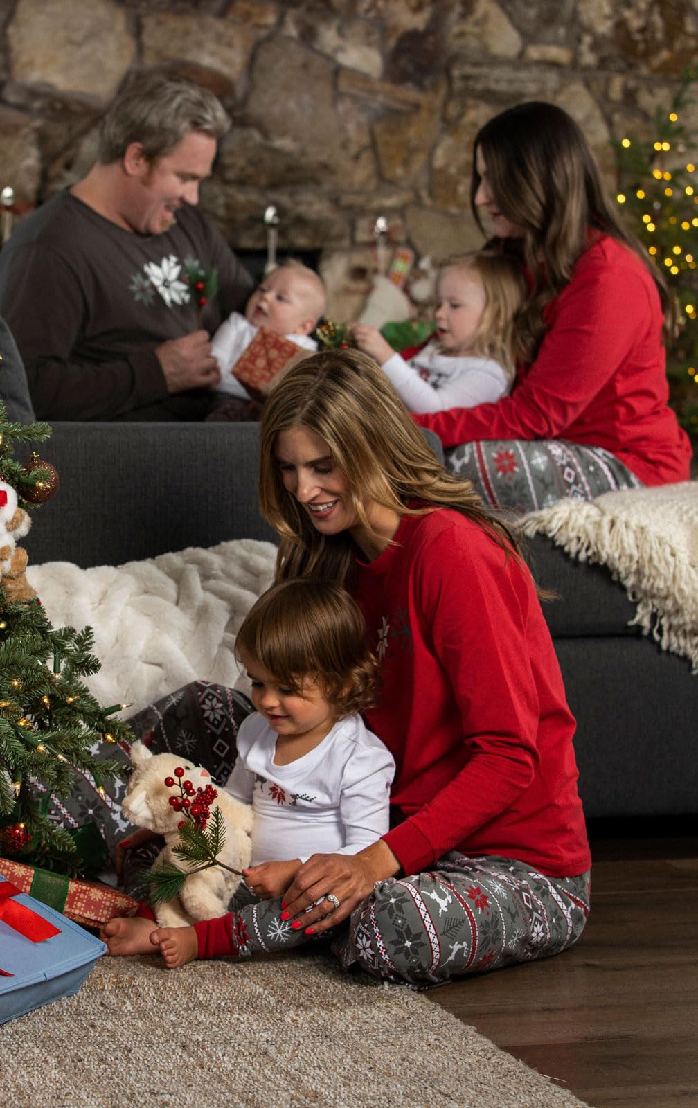 PajamaGram Christmas Pajamas For Family - Family Pajamas, Nordic, Pet MD Gray