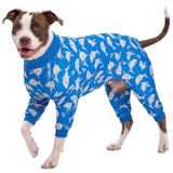 LovinPet Large Dog Pjs, UV Protection, Pet Anxiety Relief Onesies, Lightweight Stretchy, Blue Shark Print, Undershirt for Dog Sweaters and Coats, Large Breed Husky Pajamas, Pet PJ's/XL