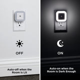 SYCEES Plug-in LED Night Light with Dusk to Dawn Sensor for Hallway, Stairs, Bathroom, Kitchen, Bedroom, Nursery, Kids Room, Daylight White, Pack of 6