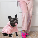 KOOLTAIL Fuzzy Dog Sweater Hoodie for Small Medium Large Dogs, Soft Fleece Pet Clothes Sweatshirt with Leash Hole, Warm Winter Dog Sherpa Jacket Snuggie Cold Weather Coat for Puppy Cats Girl, Pink L