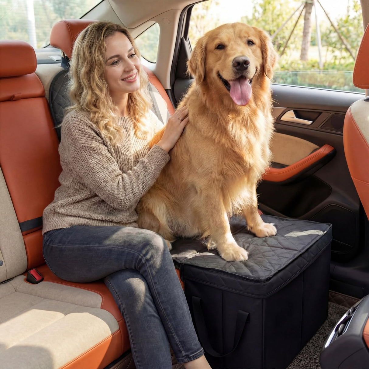 Datanly Back Seat Extender for Dogs, Dog Car Seat Cover with Storage Organizer, Waterproof Scratch Proof Cover for Cars Trucks and Suvs Front or Back (Large 29"x20"x22")