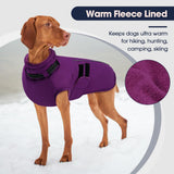 IECOii Big Dog Winter Coat for Giant Breed Dogs Waterproof Dog Jacket with Built in Collar, Reflective Dogs Coat Pet Snow Jacket for Great Dane Saint Bernard, Easy Outdoor Walking, Purple - 5XL