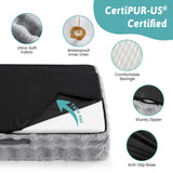 COZY KISS Orthopedic Dog Bed for Extra Large Dog, Soft and Warm Faux Fur Sofa for Giant Pet Up to 150 lbs, Foam Bolster Anti-Slip Couch with Washable Removable Cover, XXL 48x35x8 inch, Grey