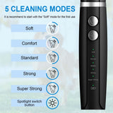Ni-SHEN Plaque and Tartar Remover, Dog Ultrasonic Teeth Cleaner Toothbrush for Tartar and Stains with LED Light, 5 Modes Low Noise Sonic Tooth Cleaning Kit Tool for Dogs (Black)