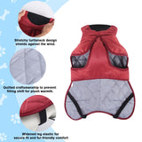 DoggieKit Dog Winter Coat, Waterproof Warm Jacket with Harness Built in, Reflective Cold Weather Doggie Vest, Windproof Turtleneck Pet Snowsuit, Adjustable Puffer Jacket for Large Dogs, Red 6XL