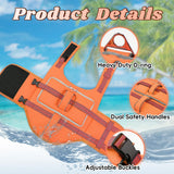 EMUST Dog Life Jacket, Thickened Dog Life Vests for Medium Large Dogs with Added Layer, Reflective Pet Life Preserver Floats for Pool Boating Swimming, Orange, M