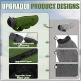 EMUST Winter Coat for Large Dogs, Windproof Dog Jacket for Cold Weather, Extra Warm Pet Winter Clothes for Small Medium Large Dogs, Green, XXL