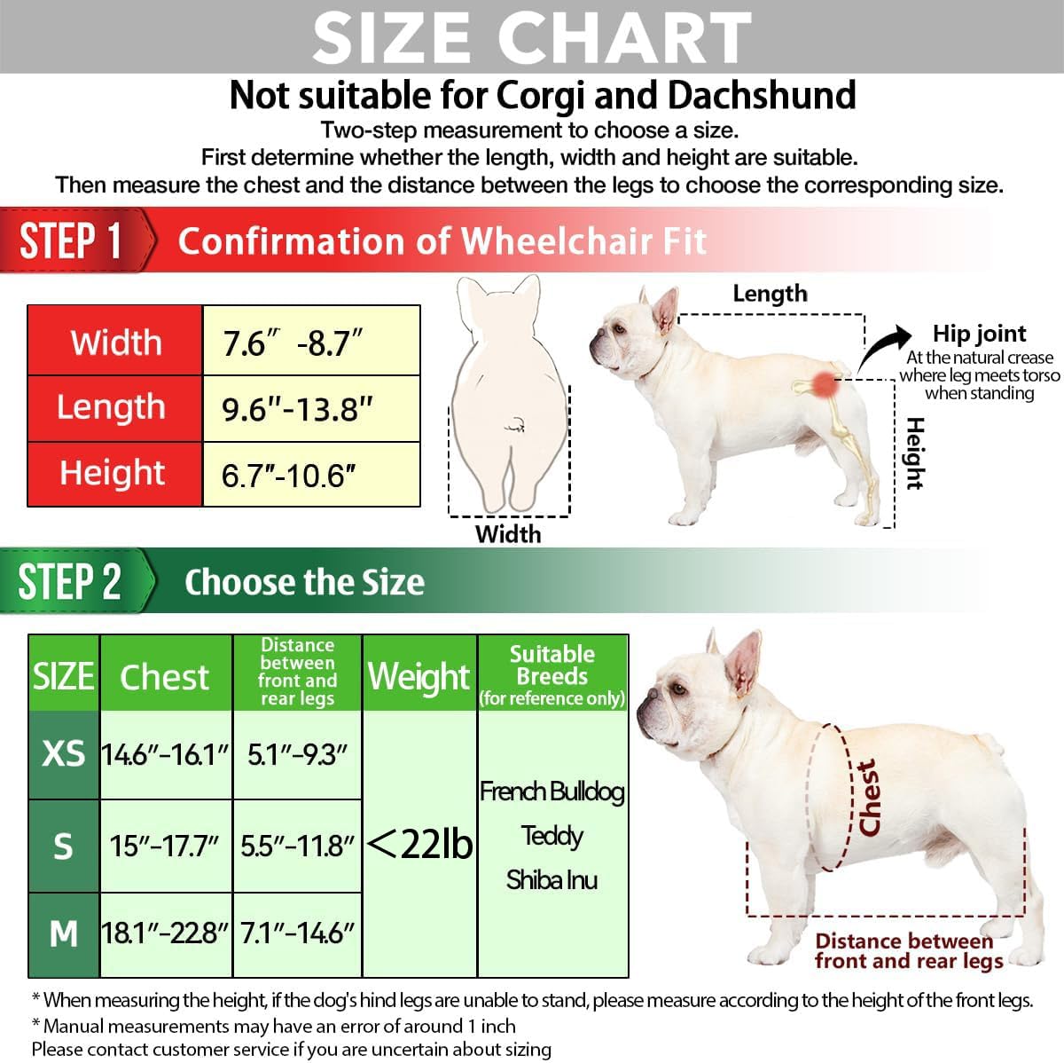 LOKSHUN Small Dog Wheelchair for Back Legs, Adjustable Rear Leg Mobility Support for Small Dogs up to 22 lbs, Lightweight Dog Mobility Cart with Harness, Heavy-Duty Wheels & 5ft Leash (Blue-XS).