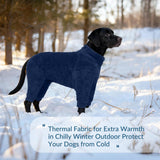 ROZKITCH Warm Dog Pajamas for Large Dogs, Windproof Full Coverage Pet Pjs, Soft Fleece Jacket with Full Coverage, Pullover Winter Coat with Super Warm Jump Suit Blue XXL