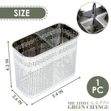 Daeheung Industries Kitchen Utensils Chopsticks Holder Drying Rack Basket with Hooks 2 Divided Compartments Quality Stainless Steel Large L5.4 X H4.3 X W2.6