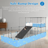 MODESLAB 2-Story Guinea Pig Cages with Tarp, Large C&C Loft Cage for Rabbit Bunny Puppy Small Animal Indoor Dog Playpen Pet Exercise Enclosure, 25 Panels