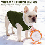 PUPTECK Dog Winter Coat, Warm Fleece Pet Jacket with Harness Built in, Water Resistant Windproof Collar Dog Puffer Vest, Doggy Snowsuits for Small Medium Dogs Cold Weather Apparel Outdoor, Green S